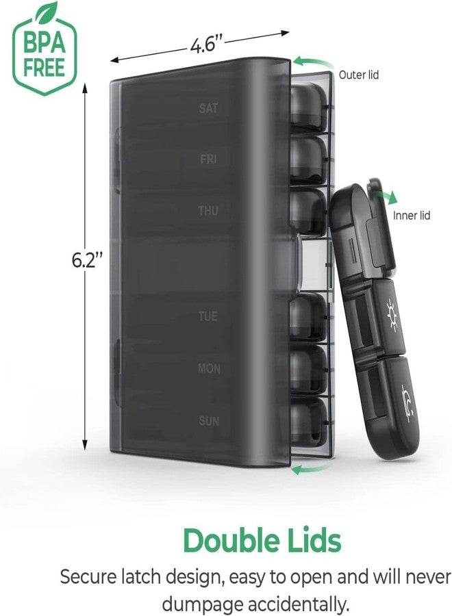 YONIMI weekly pill organizer 3 times a day, portable travel pill box 7 day with large compartments moisture-proof pill case for vitamin, Medicine, pills (Medicine Organizer Box) - Image 4